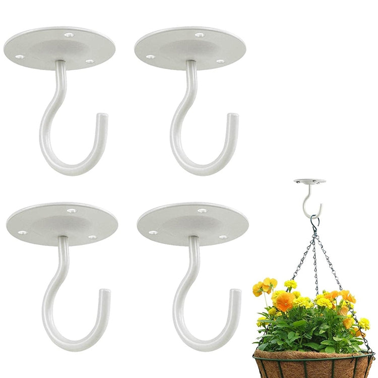 4 PCS Iron Ceiling Hook Balcony Flower Basket Hook Wall Clothes Hook
