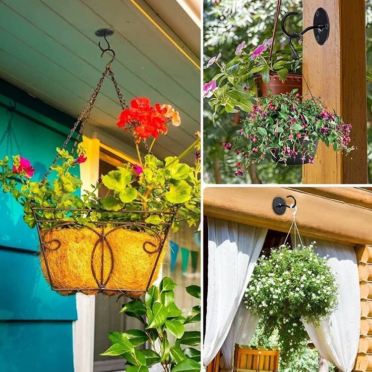 4 PCS Iron Ceiling Hook Balcony Flower Basket Hook Wall Clothes Hook