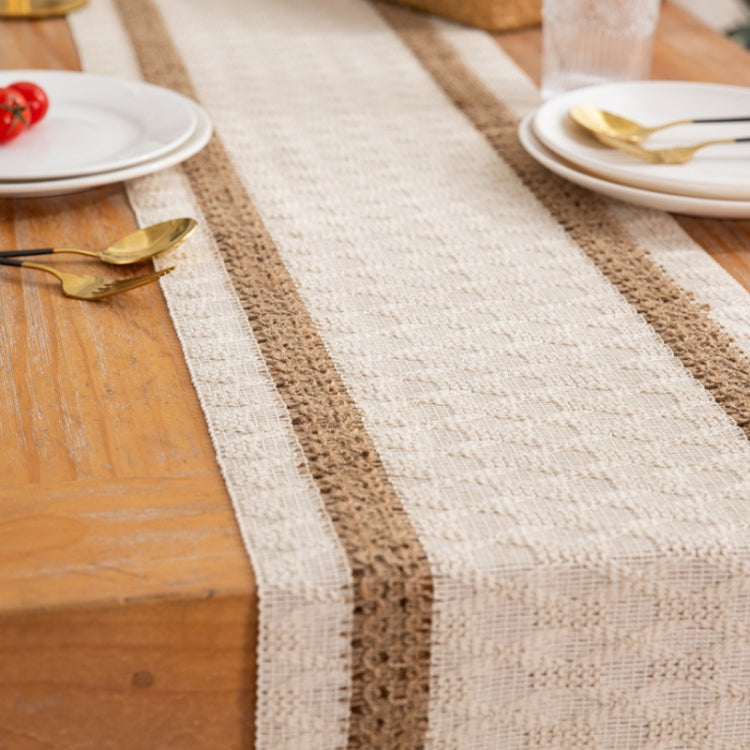 Cotton and Linen Woven Colorblock Tassel Striped Rhombus Table Runner, 30x120cm, 30x140cm, 30x160cm, 30x180cm, 30x200cm, 30x220cm, 30x240cm, 30x275cm, 30x300cm, 30x50cm