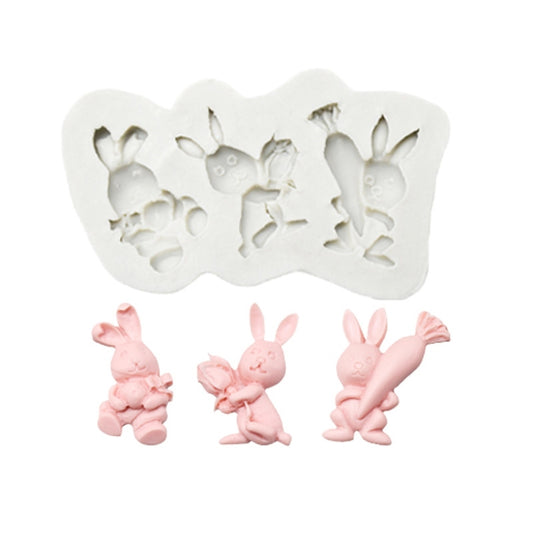 2 PCS Easter Bunny Egg Chocolate Baking Clay Silicone Mold