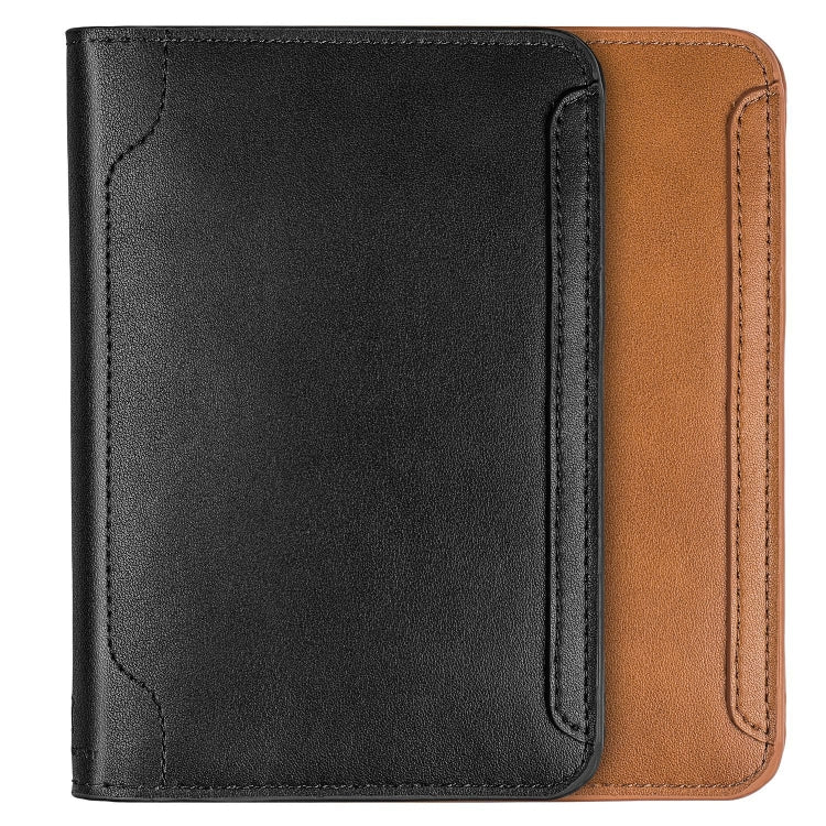 Men Wallet Cowhide Passport Bag Ticket Holder Multifunctional Card Holder, Black, Brown