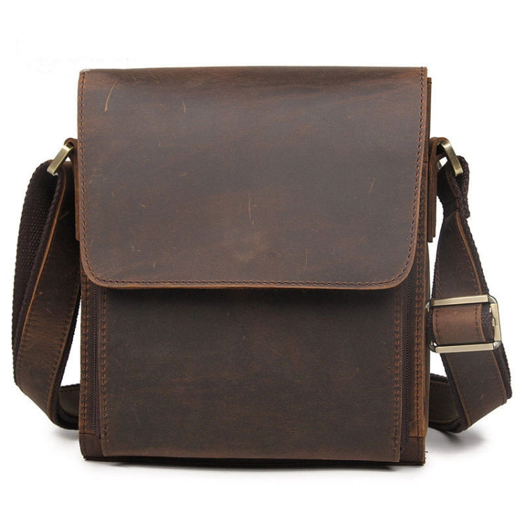 Vintage Crazy Horse Leather Men Shoulder Bag Messenger Bag, Black, Brown, Dark Brown, Brown Yellow