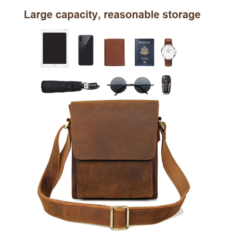 Vintage Crazy Horse Leather Men Shoulder Bag Messenger Bag, Black, Brown, Dark Brown, Brown Yellow