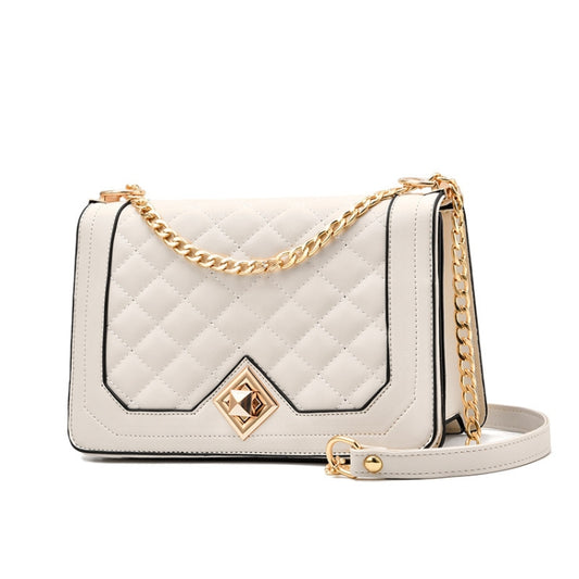6382 One-shoulder Diagonal Rhombus Chain Bag