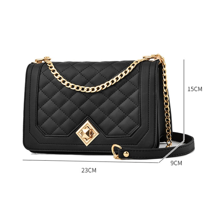 6382 One-shoulder Diagonal Rhombus Chain Bag