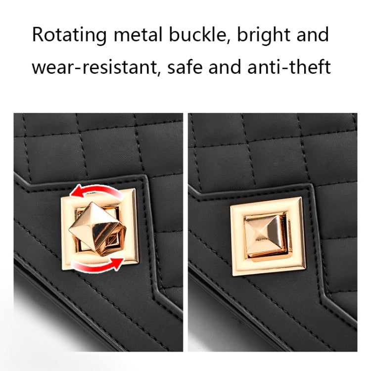 6382 One-shoulder Diagonal Rhombus Chain Bag