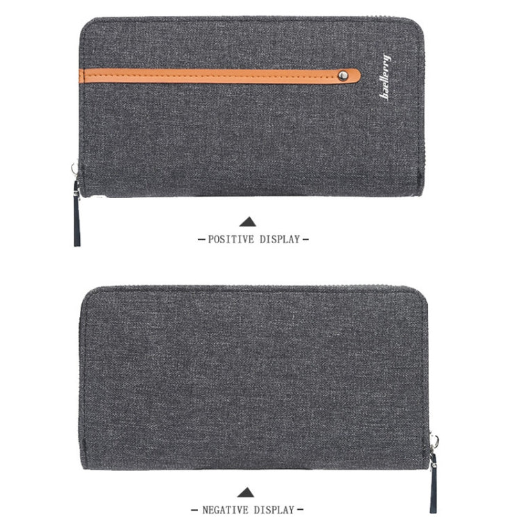 Baellerry Canvas Wallet Long Zipper Wallet Vintage Casual Multi-Card Clutch For Men
