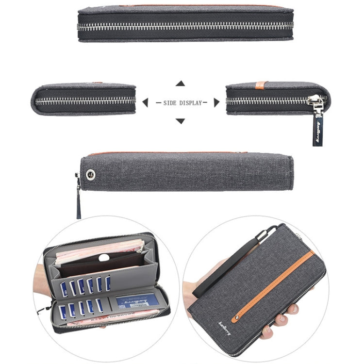 Baellerry Canvas Wallet Long Zipper Wallet Vintage Casual Multi-Card Clutch For Men