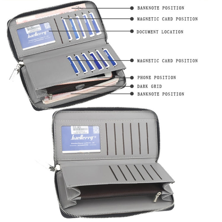 Baellerry Canvas Wallet Long Zipper Wallet Vintage Casual Multi-Card Clutch For Men