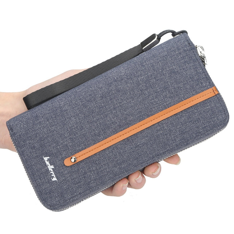 Baellerry Canvas Wallet Long Zipper Wallet Vintage Casual Multi-Card Clutch For Men