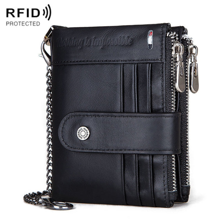 HUMERPAUL BP896 RFID Anti-Theft Brush Dual Zipper Leather Wallet Multi-Card Men Purse