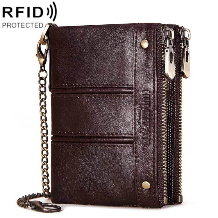 HUMERPAULBP926 RFID Anti-Magnetic Wallet Men Double Zipper Coin Purse