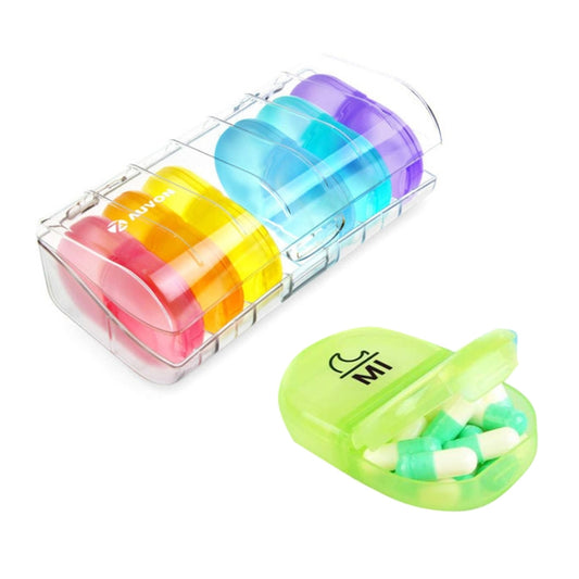 Week 14 Grids Rainbow Portable Plastic Compartment Medicine Box