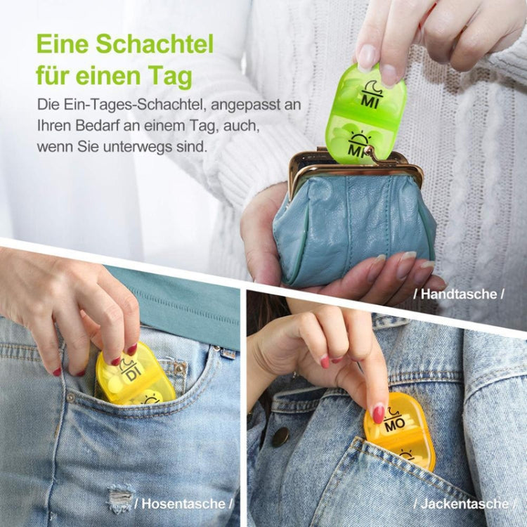 Week 14 Grids Rainbow Portable Plastic Compartment Medicine Box