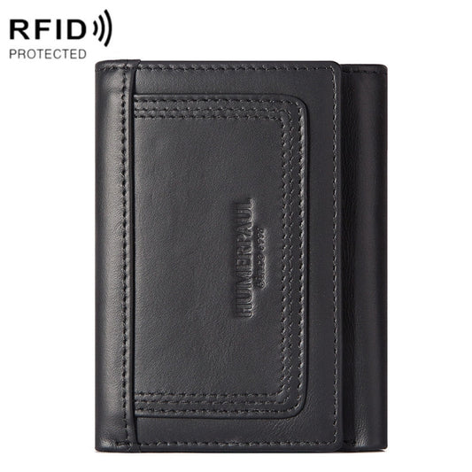 HUMERPAUL BP992 RFID Anti-Magnetic Multi-Card Position Zipper Coin Purse Leather Men Wallet