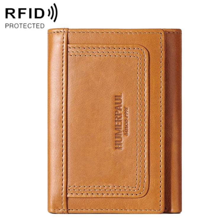 HUMERPAUL BP992 RFID Anti-Magnetic Multi-Card Position Zipper Coin Purse Leather Men Wallet