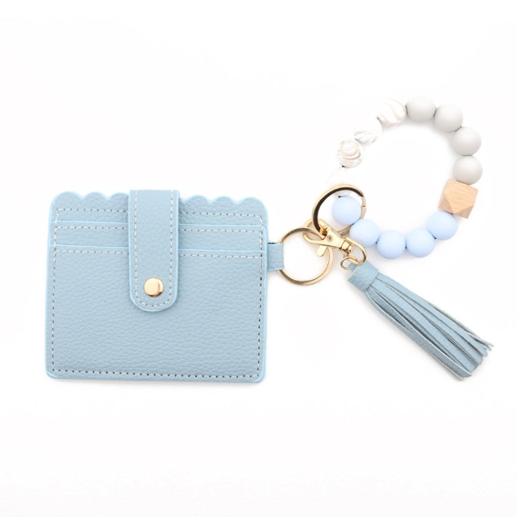 PU Tassel Silicone Bead Bracelet Wallet With Keychain