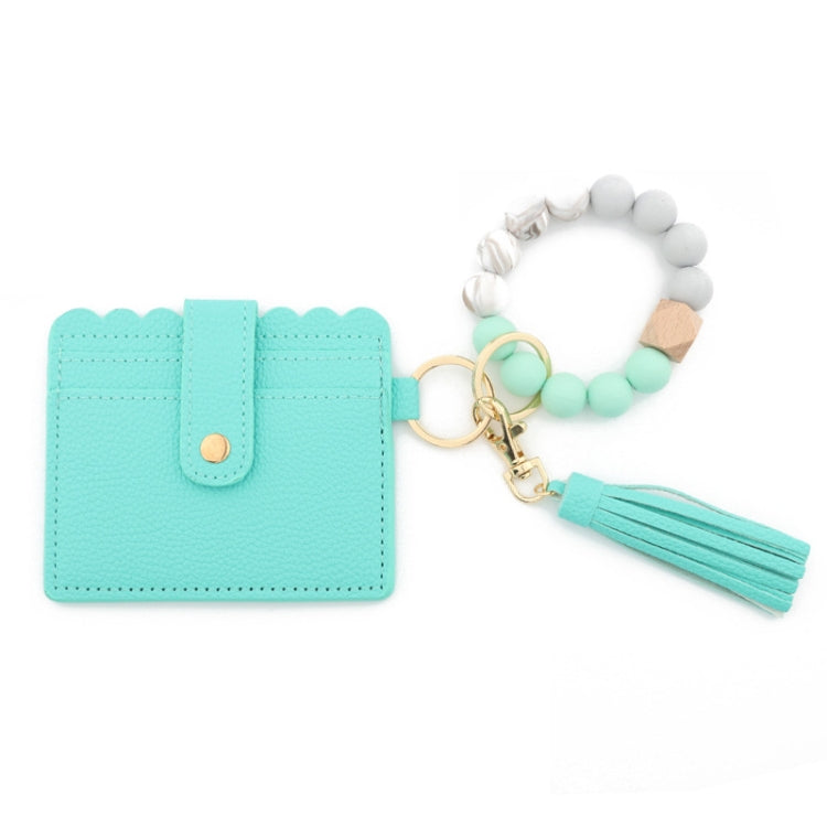 PU Tassel Silicone Bead Bracelet Wallet With Keychain
