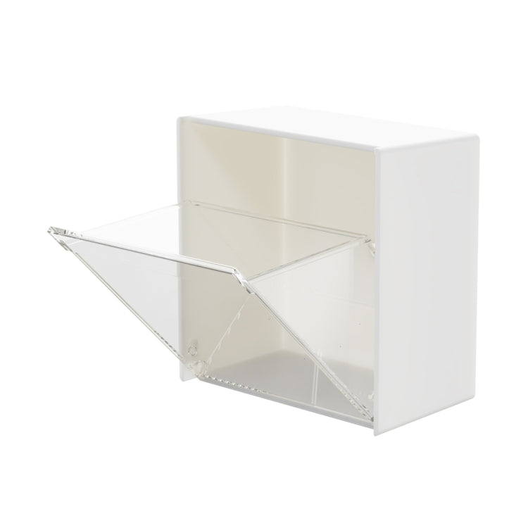 Wall-Mounted Flip Storage Box Paste Small Object Storage Box, White