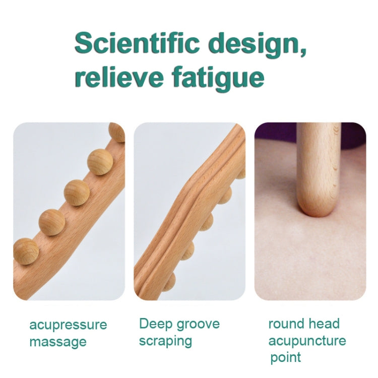 Eight-beaded Beech Wood Massage Stick Meridian Dredging Rolling Stick
