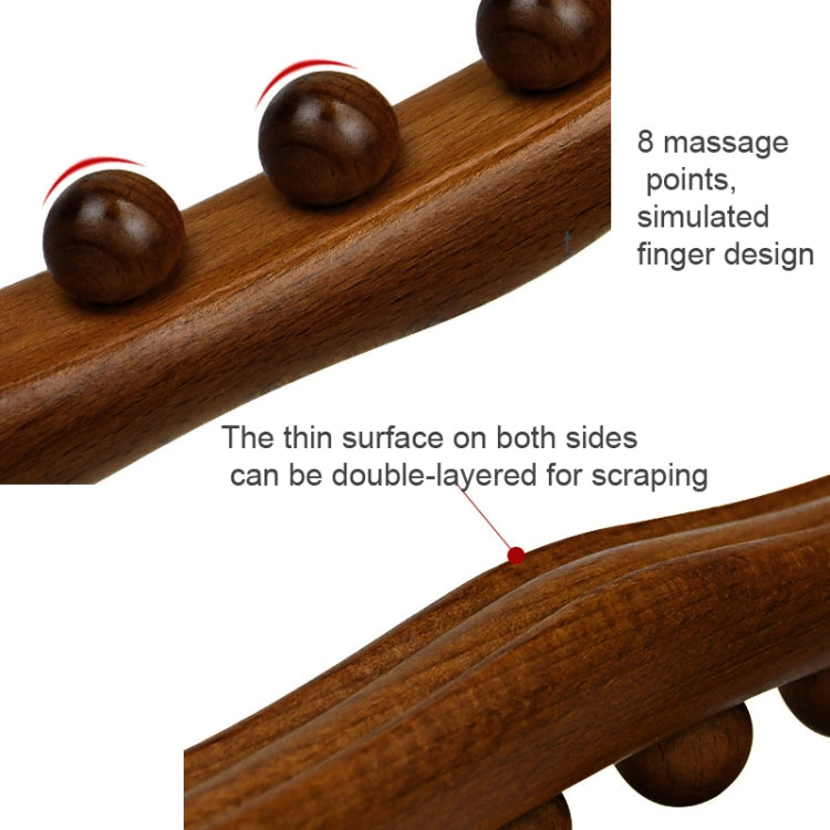 Eight-bead Beech Wood Carbonized Massage Stick Rolling Tendon Scraping Stick
