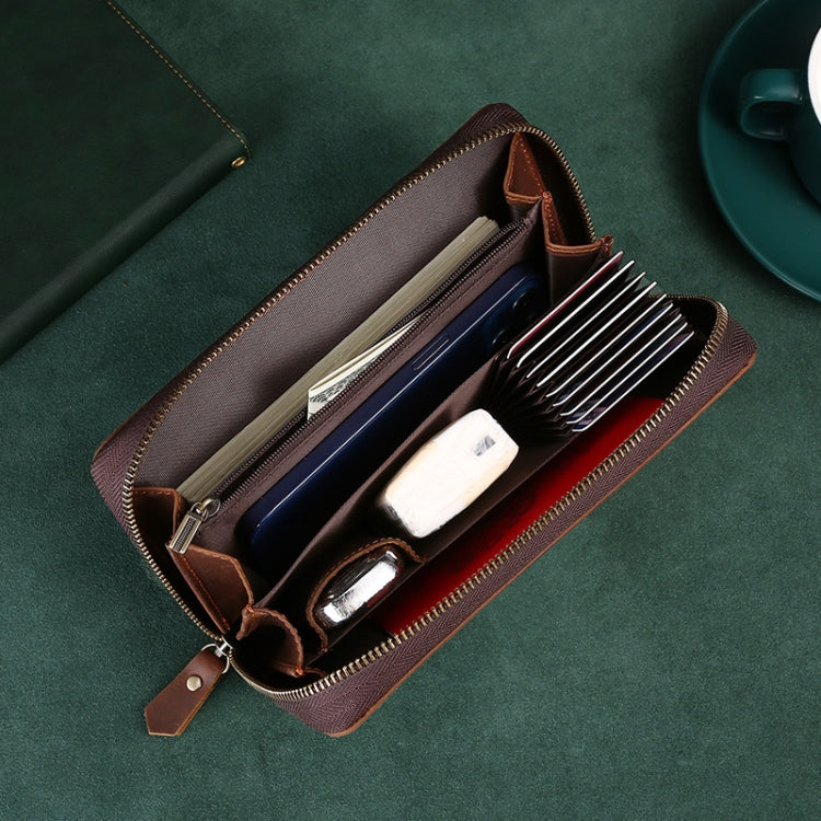 TP-6029  Crazy Horse Leather Men Clutch Large Capacity Mobile Phone Bag Wallet