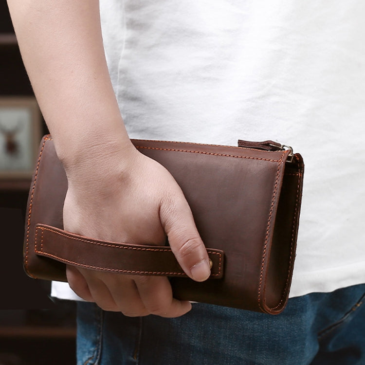 TP-6029  Crazy Horse Leather Men Clutch Large Capacity Mobile Phone Bag Wallet