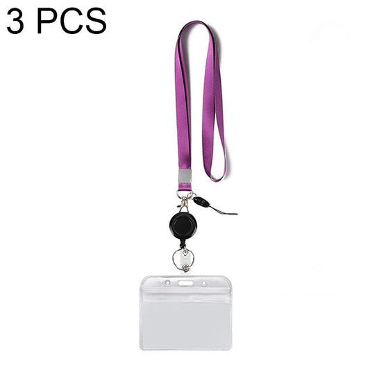 3 PCS TZ-003 Transparent PVC Horizontal ID Card Holder Badge