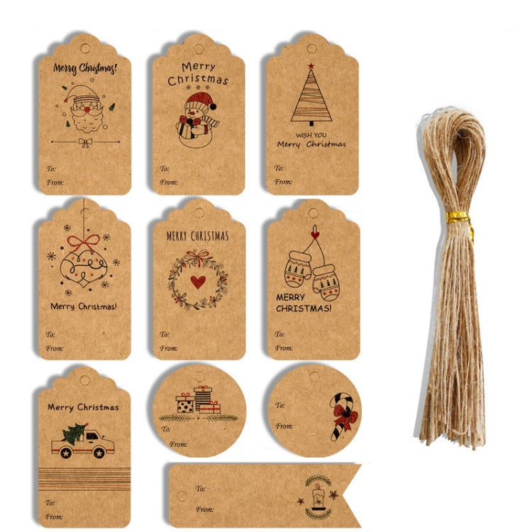 2 Packs 50pcs/set  Christmas Kraft Paper Tags Gift Wrapping Paper Labels, Series 1, Series 2, Series 3, Series 4, Series 5, Series 6, Series 7, Series 8, Series 9, Series 10, Series 11, Series 12, Series 13, Series 14