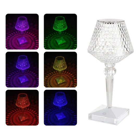 Bedside Crystal Table Lamp LED Wine Glass Night Light, Specification:, 3 Color Model USB, Remote Control RGB16 Colors, 3 Color Plug-in Model