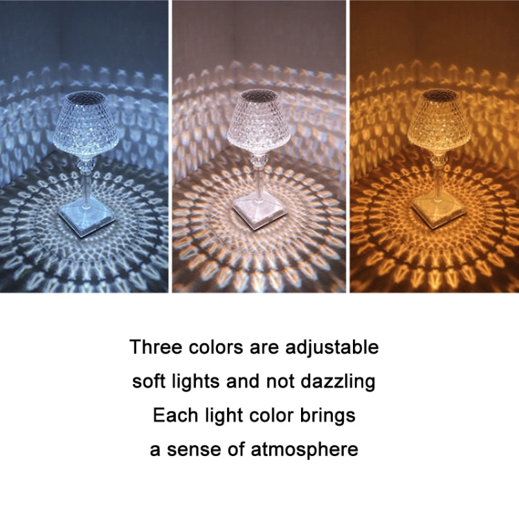 Bedside Crystal Table Lamp LED Wine Glass Night Light, Specification:, 3 Color Model USB, Remote Control RGB16 Colors, 3 Color Plug-in Model