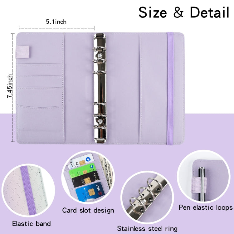 A6 Gradient Macaroon Loose-leaf Handbook Cash Budget Book, Pink Purple Green, Gray White, Yellow Pink Purple, Green Yellow Pink, Blue Green Purple, Green Blue White