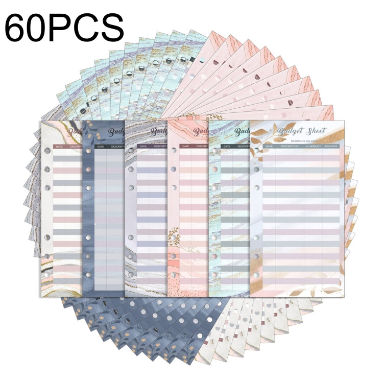 60 Sheets Cash Budget Card Loose-leaf Bookkeeping Replacement Core