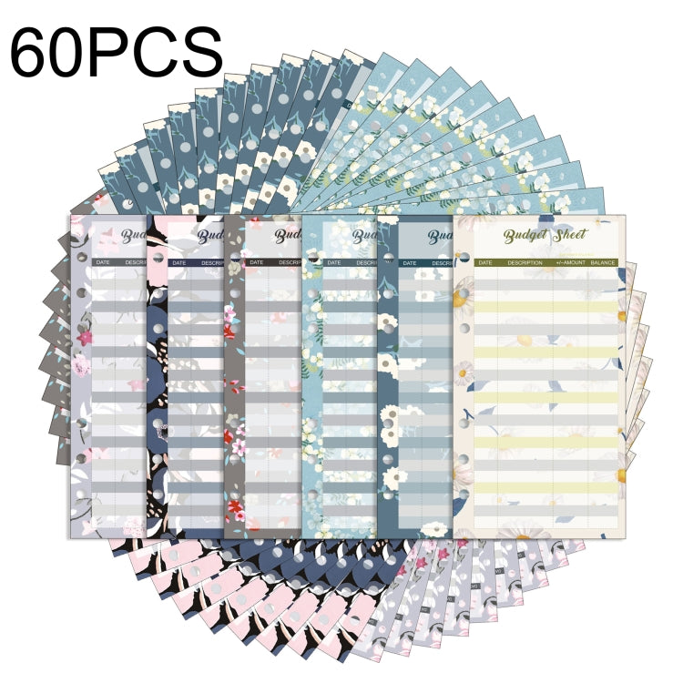 60 Sheets Cash Budget Card Loose-leaf Bookkeeping Replacement Core