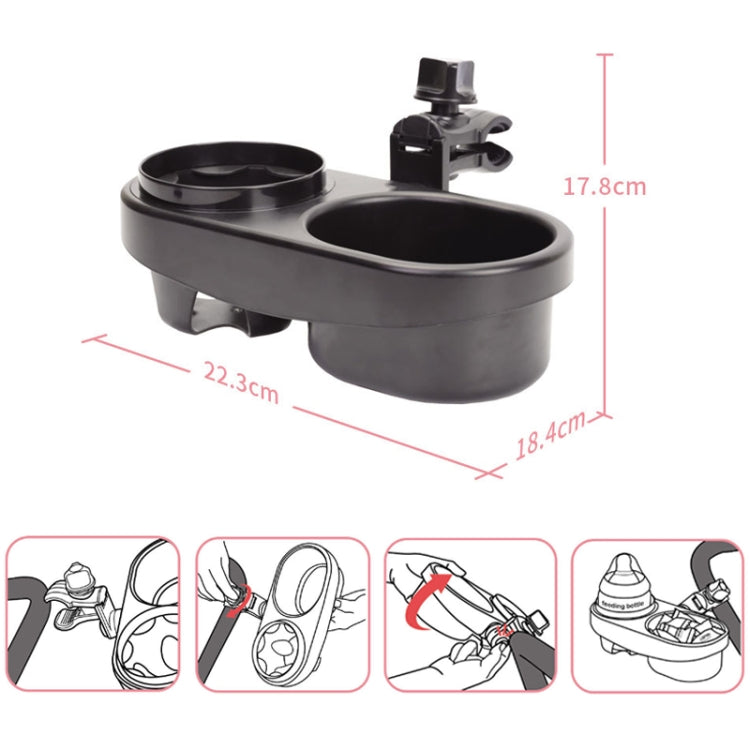 Stroller Double Cup Holder Pushchair Bottle Snack Box Shelf