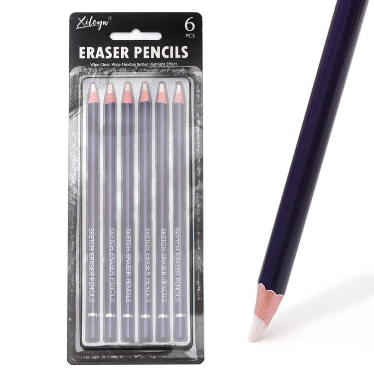 6pcs /Pack Artist Highlight Eraser Pencils Pen Shape Erasers Sketch Pencil