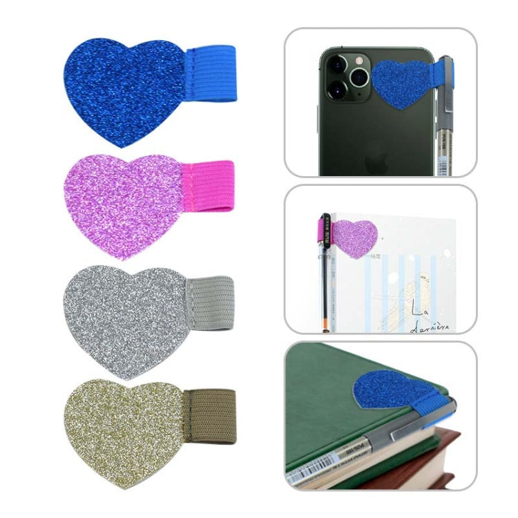 2pcs Mini Self-Adhesive Love Pen Holder PU Pen Clip Elastic Band Pen Insert