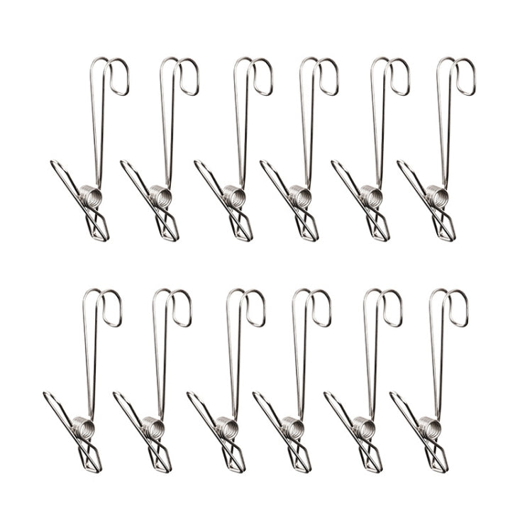 With Long Tail Clothes Drying Clip Stainless Steel Ribbon Hook Hanging Clip, 12pcs Stainless Steel