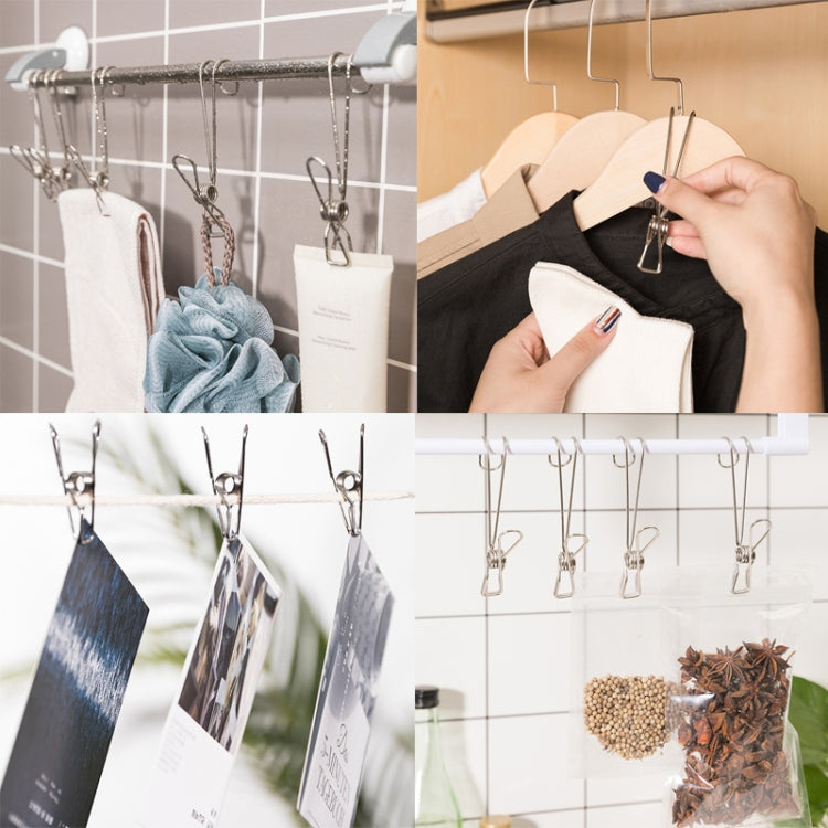 With Long Tail Clothes Drying Clip Stainless Steel Ribbon Hook Hanging Clip, 12pcs Stainless Steel