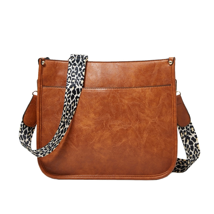 013 Leopard Strap PU Leather Single-shoulder Waterproof Crossbody Tote Bag