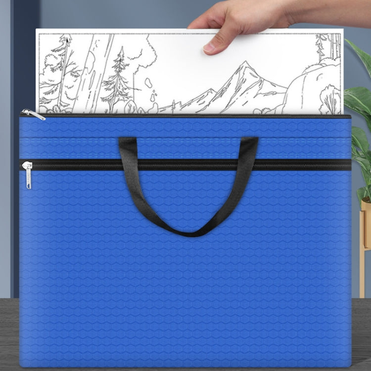 A3-8133 Large-capacity Handheld Zipper File Bag Oxford Cloth Waterproof Art Storage Bag