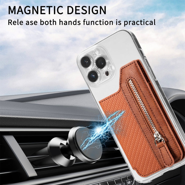 Phone ID Card Holder PU Leather Flap Zipper Wallet Card Holder Bag Adhesive Case