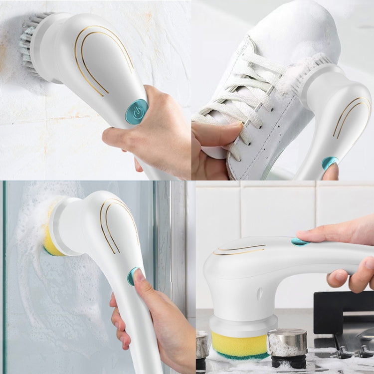 Multifunctional Electric Cleaning Brush Handheld Kitchen Dishwashing Brush with 5 Replacement Heads, 5 In 1 Brush Head +Machine