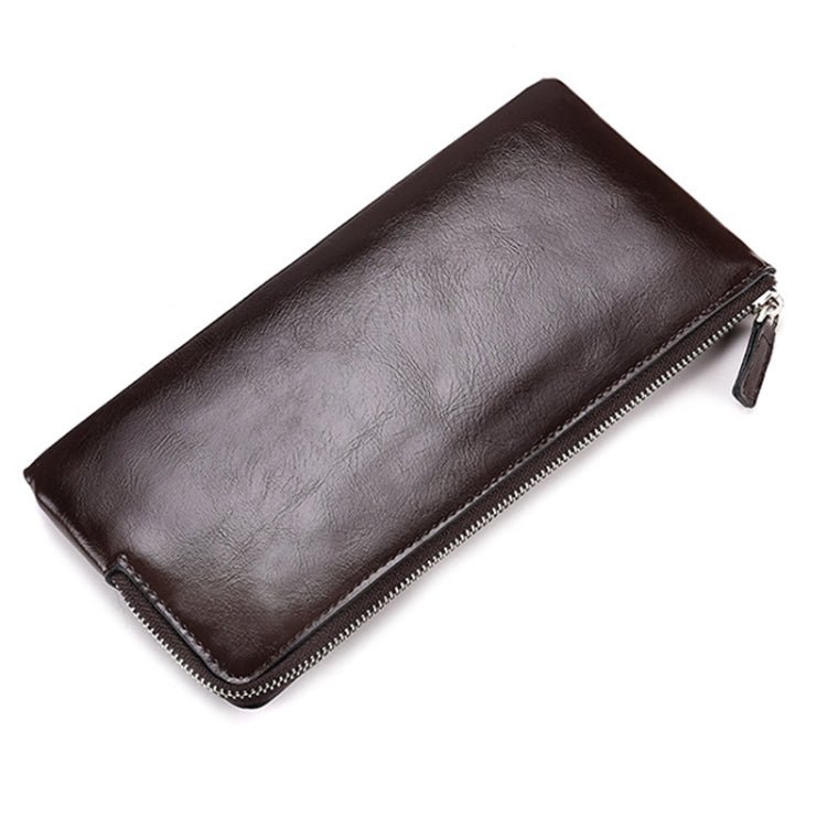 Men Long Wallet Soft Leather Zipper Mini Phone Bag Clutch Bag
