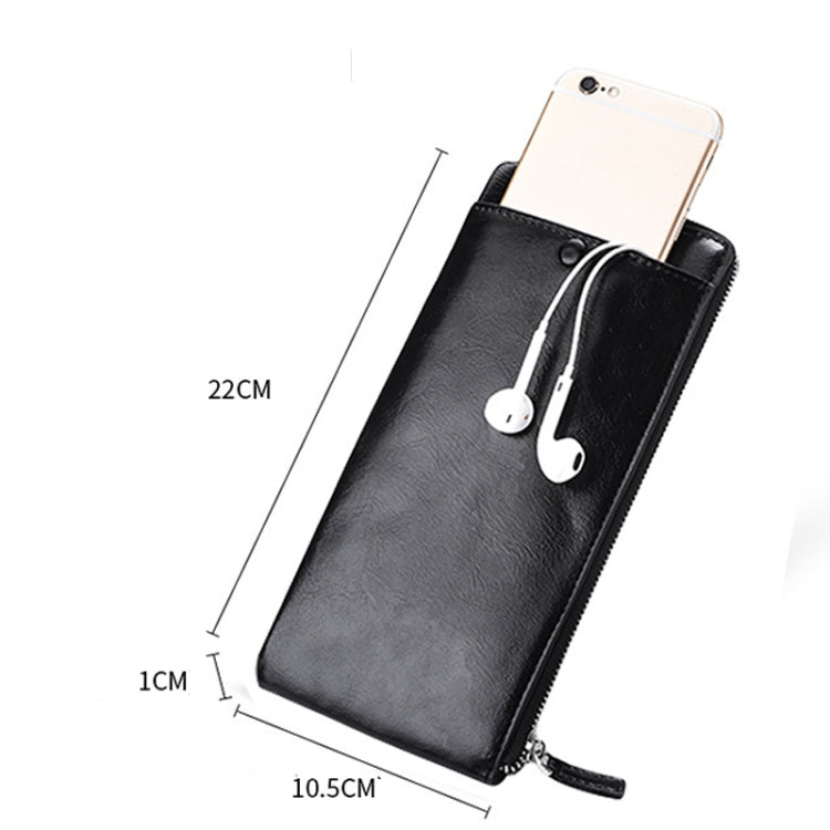 Men Long Wallet Soft Leather Zipper Mini Phone Bag Clutch Bag