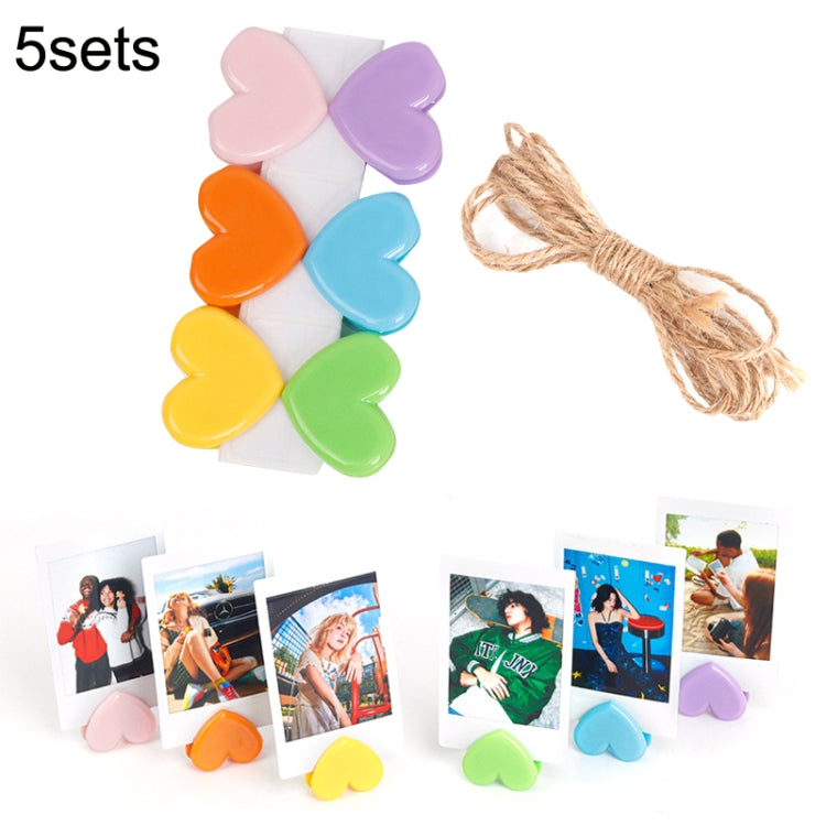 5sets Cute Color Love Clip Desktop Bracket Picture Hanging Wall Decoration Memo Clip