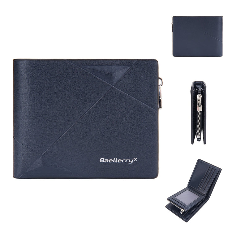 Baellerry Men Short Multi-Card Wallet Large Capacity Leather Zip Coin Purse