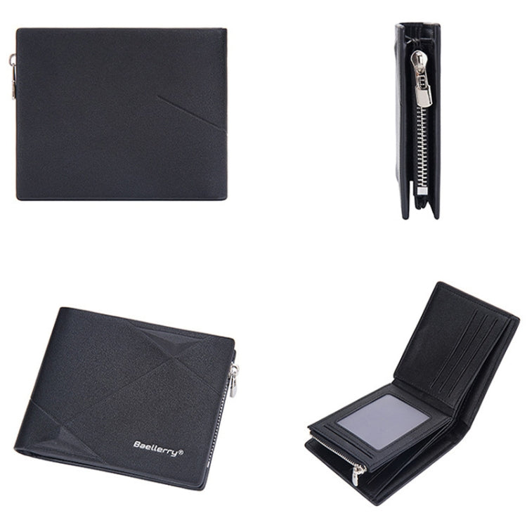 Baellerry Men Short Multi-Card Wallet Large Capacity Leather Zip Coin Purse