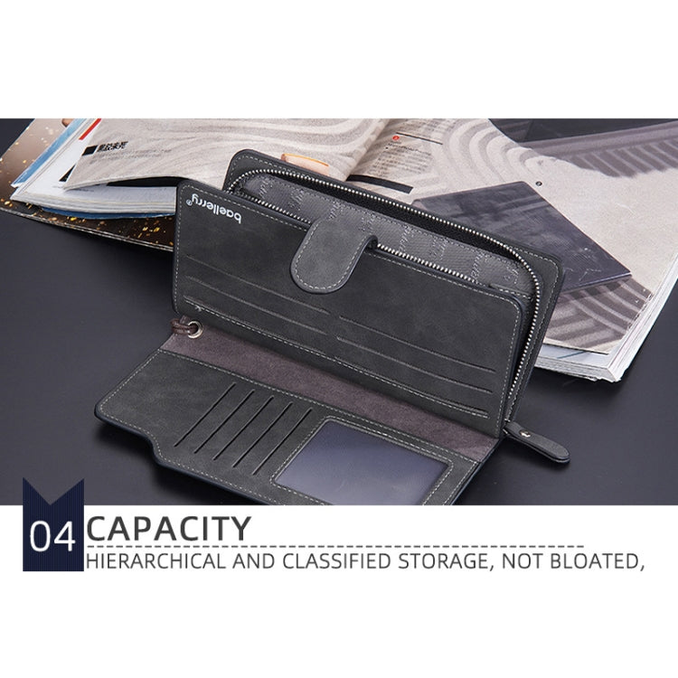 Baellerry Matte Leather Multi-card Slot Men Clutch Bag Zip Buckle Vintage Wallet