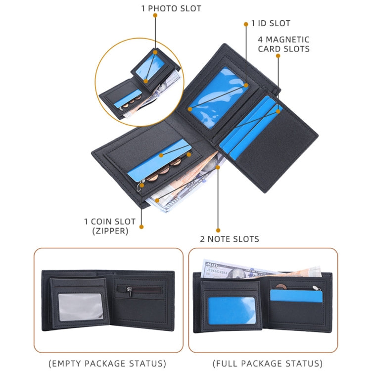 Baellerry Crocodile Print Men Short Wallet Vintage Multi-card Slot Coin Purse